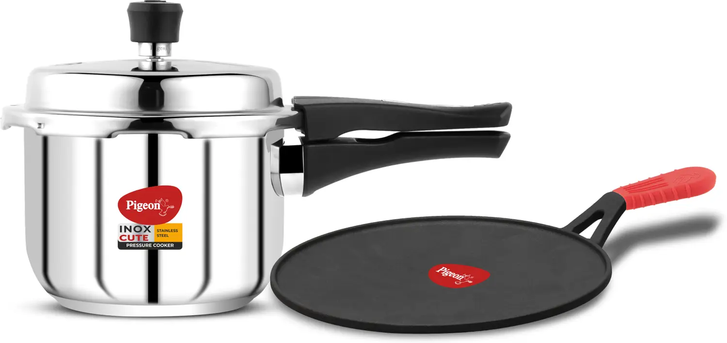Pigeon steel 3L cooker + Cast iron tawa combo